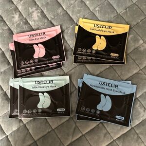 Ustelir Eye Mask Set - Rose, 24K Gold, Aloe Vera, Hyaluronic Acid